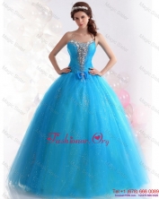 2015 Fall Exquisite Blue Quinceanera Dresses with Rhinestones and Bowknot WMDQD009FOR