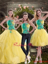 2015 New Style Yellow and Green Quince Dresses with Ruching XFNAO756TZA1FOR