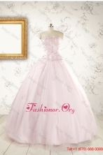 2015 Pretty Appliques Light Pink Quinceanera Dresses FNAO151FOR