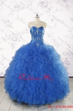 2015 Pretty Royal Blue Quinceanera Dresses with Appliques and Ruffles FNAO804FOR