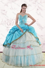 2015 Pretty Sweetheart Aqua Blue Quinceanea Dresses with Beading XFNAO758FOR