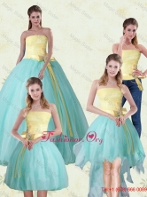 2015 Strapless Floor Length Multi Color Quinceanera Gown with Bowknot MLXNHY05TZA2FOR