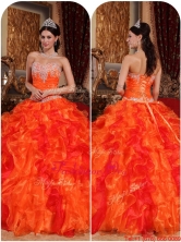2016 Exquisite Orange Quinceanera Gowns with Appliques and Beading QDZY061CFOR