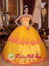Autumn Yellow Quinceanera Dress With Organza and romantic Lace Appliques Decorate In Gurabo Puerto Rico Wholesale Style QDZY431FOR