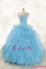 Baby Blue 2015 Prefect Quinceanera Dresses with Beading and Ruffles FNAO011FOR