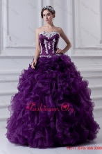 Ball Gown Sweetheart Ruffles and Appliques Purple Quinceanera Dress FVQD025FOR