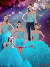 Detachable Turquoise Ball Gown New Quinceanera Dresses with Beading and Ruffles QDDTA5002ZHTZ001-3FOR