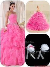 Exquisite Ball Gown Hot Pink Sweet 16 Gowns with Beading PDZY724EFOR
