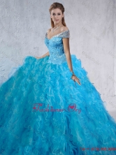 Fashionable Beaded and Laced 2016 Quinceanera Gowns with Brush Train SJQDDT110002FOR