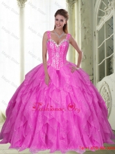 Fashionable Sweetheart Beading and Ruffles Fuchsia Sweet Sixteen Dresses for 2015 SJQDDT23002-2FOR