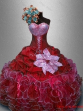 Fashionable Sweetheart Quinceanera Gowns in Wine Red SWQD031-5FOR