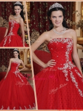 Latest Red Ball Gown Strapless Quinceanera Dresses QDZY7527AFOR