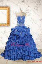 Modern Brush Train Appliques Quinceanera Dresses in Royal Blue FNAO6050FOR