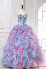 Multi-color Sweetheart Long Beading and Ruffles Quinceanera Dress FFQD0105FOR