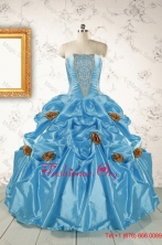 New Style Aqua Blue Quinceanera Dresses with Beading for 2015 FNAO5874FOR