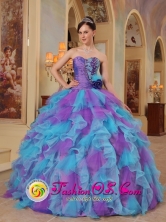 Organza The Most Popular Purple and Aqua Blue Quinceanera Dress With Sweetheart neckline Ruffles Decorate in Fall In Bayamon Puerto Rico Wholesale Style QDZY453FOR