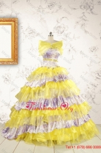 Popular Beading Yellow Quinceanera Dresses with Sweep Train FNAO754AFOR