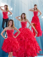 Red Strapless Quinceanera Dress with Ruffles and Beading QDZY034-2TZA2FOR