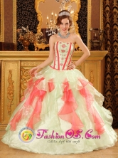 Sweet 16 Multi-Color Quinceanera Dress With Sweetheart Neckline Organza for 2013 Adjuntas Puerto Rico Quinceanera Wholesale Style QDZY029FOR