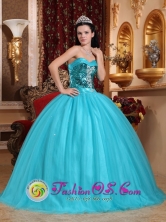 Sweetheart Sequin Decorate Bust Turquoise Stylish Quinceanera Dresses Party Style In Nueva Ocotepeque Honduras Wholesale  Style QDZY551FOR 