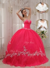 Unique Sweetheart Appliques Quinceanera Gowns in Coral Red QDZY566CFOR
