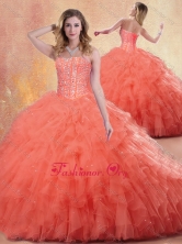 2016 Lovely Ball Gown Orange Red Quinceanera Dresses with Ruffles SJQDDT410002FOR