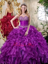 2016 Lovely Sweetheart Purple Quinceanera Dresses with Beading and Ruffles SJQDDT393002FOR