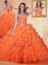 2016 Lovely Sweetheart Ruffles Quinceanera Dresses in Orange Red SJQDDT404002FOR