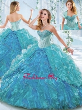 Beautiful Organza Blue Detachable Quinceanera Dress with Ruffles and Beading SJQDDT544002FOR