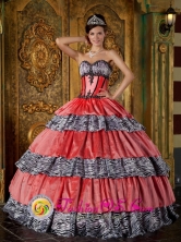 Cerro de Pasco Peru Colorful Sweetheart With Zebra and Taffeta Ruffles wholesale Ball Gown For 2013 Quinceanera Dress Style QDZY261FOR