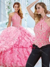 Cut Out Bust Beaded Bodice Detachable Quinceanera Dress with Halter Top SJQDDT540002