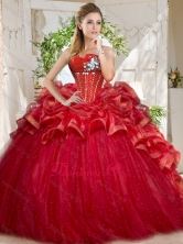 Discount Tulle Beaded and Ruffled Sweet 16 Dress in RedSJQDDT728002FOR
