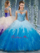 Exclusive Beaded and Ruffled Organza Quinceanera Dresses in Gradient Color
