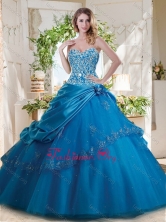 Fashionable Beaded and Applique Big Puffy Quinceanera Gown in TealSJQDDT716002FOR