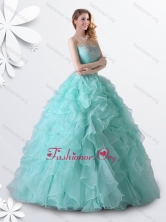 Lovely Apple Green Quinceanera Gown with Beading and Ruffles XFQD1034FOR
