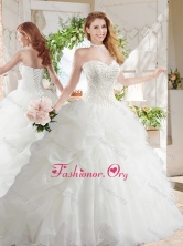 Lovely Ball Gown Sweetheart Organza Court Train Beaded and Bubbles Quinceanera Dress SJQDDT688002FOR