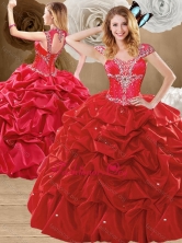 Lovely Beading and Pick Ups Quinceanera Dresseswith Brush Train SJQDDT475002-1FOR