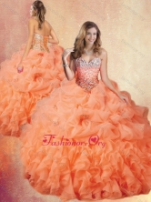 Lovely Brush Train Quinceanera Dresses with Ruffles and Pick Ups SJQDDT437002FOR