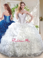 Lovely Organza White Quinceanera Dress with Beading and Ruffles SJQDDT689002FOR