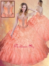 Lovely Straps Ball Gown Quinceanera Dresses with Ruffles and Appliques SJQDDT422002FOR