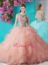 Lovely Through Open Back Beaded and Ruffled Quinceanera Dress in Organza SJQDDT669002FOR