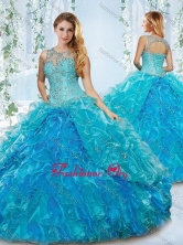 Modern See Through Blue Detachable Sweet 16 Dress with Beading and Ruffles  SJQDDT536002FOR