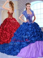 New Style Sweetheart Brush Train Pick Ups and Appliques Quinceanera Dresses  QDDTN1002-2FOR