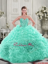 Pretty Puffy Skirt Visible Boning Apple Green Sweet 16 Dress with Beading and Ruffles QDDTA121002-1FOR