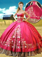 Really Puffy Taffetae Red Quinceanera Dresses with Appliques and Beading XFQD1070FOR