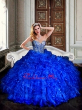 Visible Boning Royal Blue Quinceanera Dresses with Beading and Ruffles XFQD1013FOR