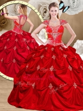 2016 Gorgeous Red Sweet 16 Gowns with Appliques and Pick Ups QDDTR1002-2FOR
