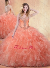 Best Straps Ball Gown Quinceanera Dresses with Ruffles and Appliques   SJQDDT426002FOR