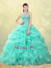 Big Puffy Apple Green Quinceanera Dress with Beading and Bubbles XFQD1030FOR
