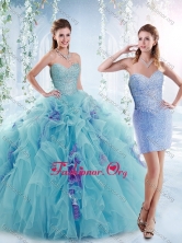 Cheap Beaded Bodice and Ruffled Detachable Sweet 16 Dresses in Aquamarine  SJQDDT537002AFOR